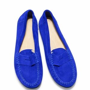 Merona Royal Blue Suede Moccasin Loafers | Women’s Size 10 | Classic Slip-On